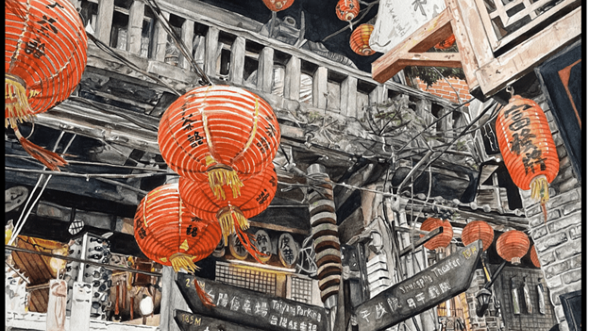 Artwork of a street in Taiwan